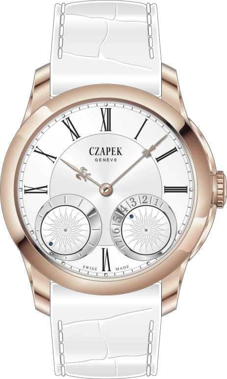 Czapek,贝格码头 38毫米,38毫米,红金,白色,手动上弦,动力储存指示,168小时,QDB9