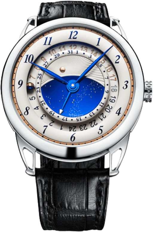 De Bethune,DB25 42毫米,42毫米,钛合金,蓝色,白色,手动上弦,日历,两地时,世界时,DB25VGTIS3