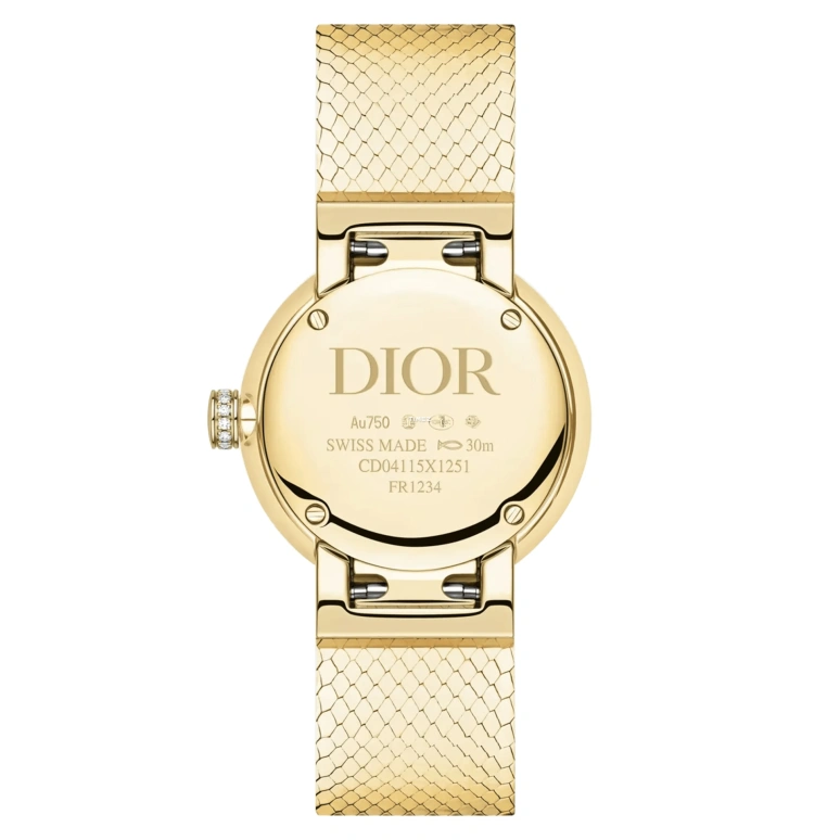 Dior,La D de Dior 25mm,25mm,Yellow Gold,Gold,Quartz,Sapphire,Crystal Glass,Round,CD04115X1251