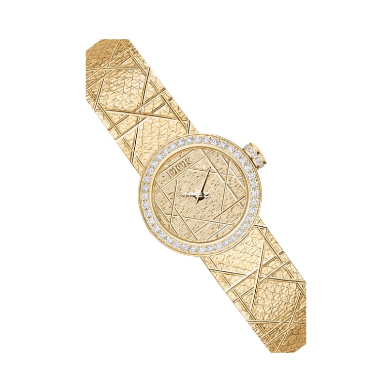 Dior,La D de Dior 19mm,19mm,Yellow Gold,Gold,Quartz,Sapphire,Crystal Glass,Round,CD04015X1250