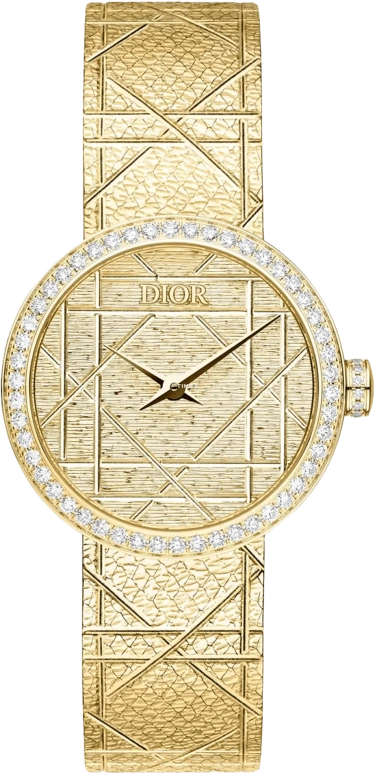 Dior,La D de Dior 25mm,25mm,Yellow Gold,Gold,Quartz,Sapphire,Crystal Glass,Round,CD04115X1251