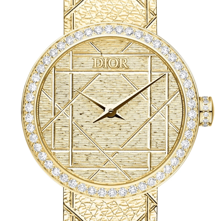 Dior,La D de Dior 25mm,25mm,Yellow Gold,Gold,Quartz,Sapphire,Crystal Glass,Round,CD04115X1251