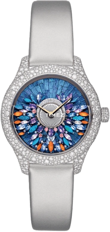 Dior,Dior Grand Bal 36mm,36mm,White Gold,Blue,Automatic,Sapphire,Crystal Glass,Round,CD153B6X1024