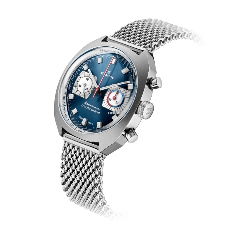 EDOX,Sportsman 41mm,41mm,Stainless Steel,Blue,White,Automatic,Chronograph,62hours,08202,08202-3BU-BUIN