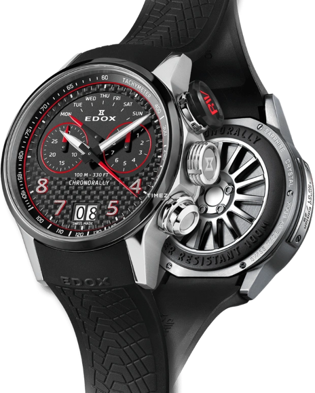 依度,Chronorally 45毫米,45毫米,钛,黑色,石英,计时,星期历,大日历,逆跳,自制机芯,蓝宝石,38003,38003-TINRIV-CARO