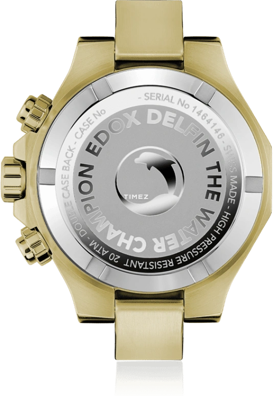 依度,Delfin The Original 43毫米,43毫米,不锈钢,黑色,石英,计时,日历,10113,10113-37JM-NID