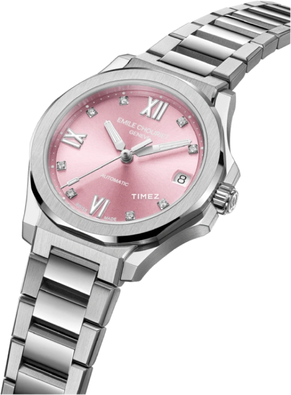 Emile Chouriet,CHALLENGER 33mm,33mm,Stainless Steel,Pink,Automatic,Day,Sapphire,Crystal Glass,01,01.1171.l.6.6.P6.6