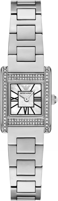 EMPORIO ARMANI,woman 26mm,26mm,Stainless Steel,Silver White,White,Quartz,Glass,Rectangular,AR11662 NLP NLC