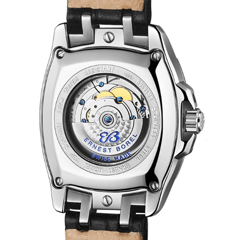 Ernest Borel,Romance 29mm,29mm,Stainless Steel,Silver,Automatic,Day,Sapphire,Crystal Glass,LS1856S,LS1856S-E251BK