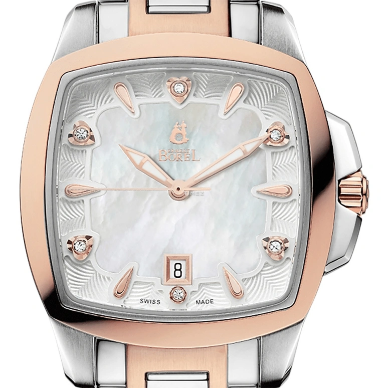 Ernest Borel,Romance 30.50mm,30.50mm,Stainless Steel,Silver White,Automatic,Day,Sapphire,Crystal Glass,LBR1856SQ,LBR1856SQ-2099