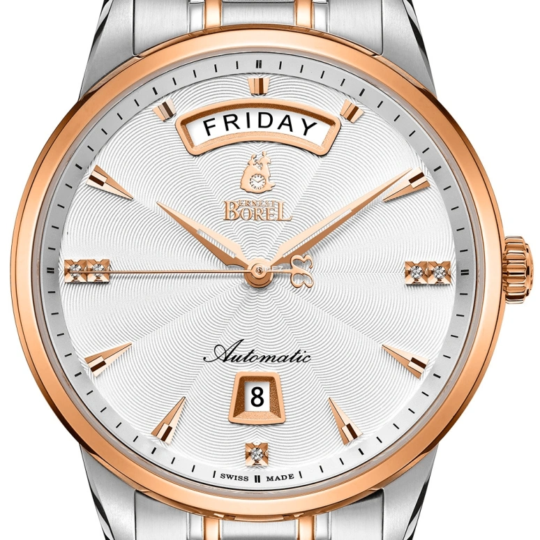 Ernest Borel,Jules 40mm,40mm,Stainless Steel,Silver White,Automatic,Date,Day,GBR9160W,GBR9160W-221