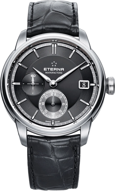 Eterna,Contemporary 42mm,42mm,Stainless Steel,Black,Automatic,Date,65hours,7661,7661.41.46.1324