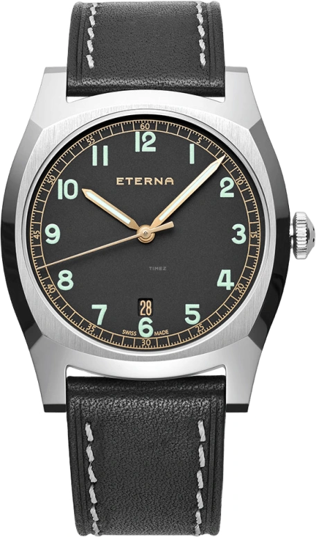 Eterna,Heritage 40mm,40mm,Stainless Steel,Black,Automatic,Chronograph,Date,1939,1939.41.46.1298