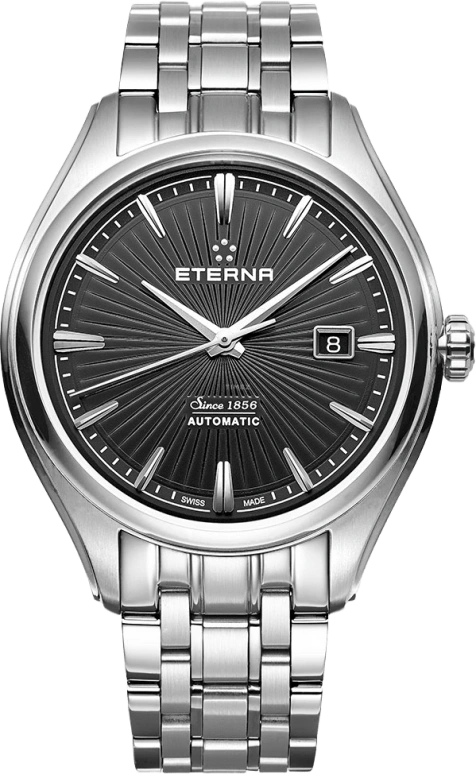 Eterna,Contemporary 42mm,42mm,Stainless Steel,Black,Automatic,Date,38hours,2945,2945.41.40.1715