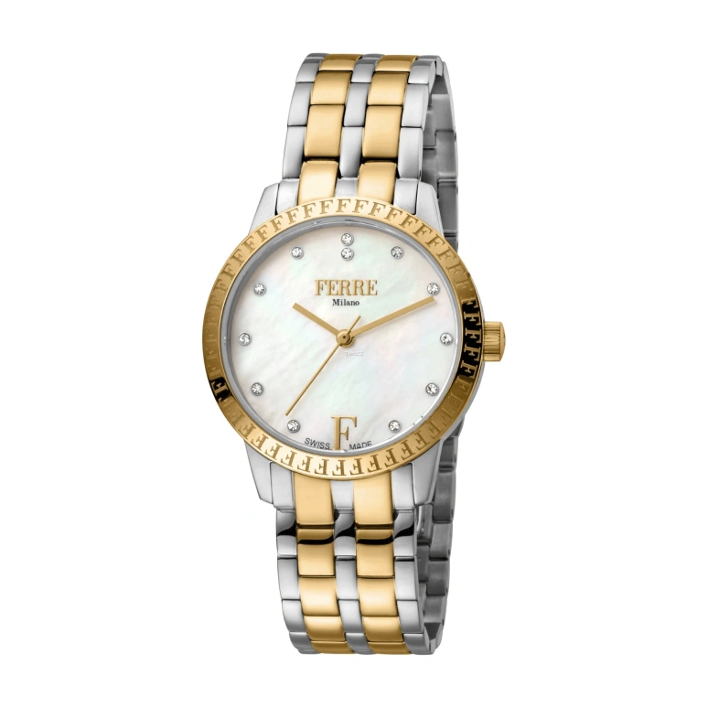 Ferre Milano,Womens 32mm,32mm,Stainless Steel,Silver White,White,Quartz,Sapphire,Round,FM1L128M0261