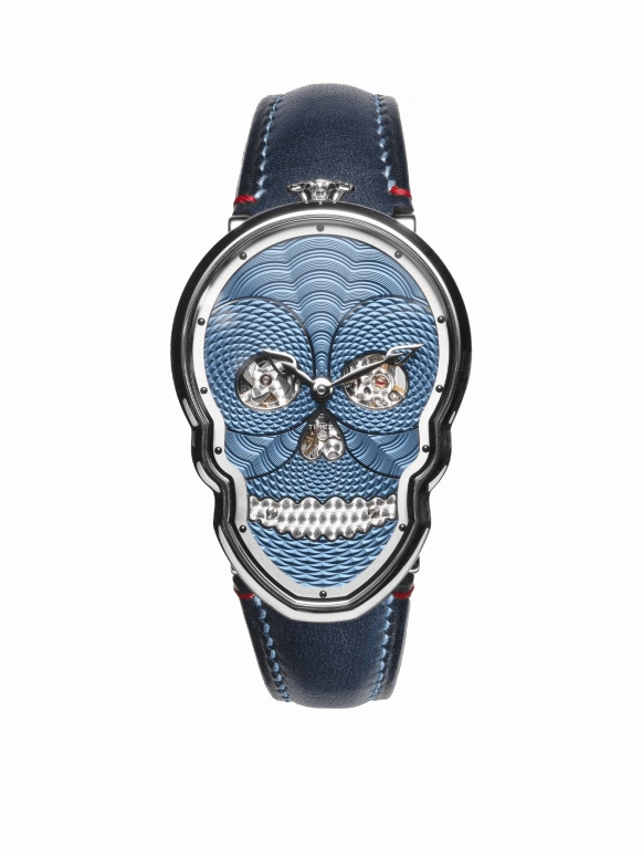 Fiona Krüger,Skull 48x34.50mm,48x34.50mm,Stainless Steel,Blue,Automatic,Other,Silver,PETIT SKULL BLUE