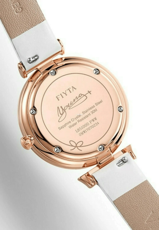 FIYTA,Allure 32mm,32mm,Stainless Steel,Rose Gold,White,Quartz,Sapphire,Round,L851000,L851000.PWW