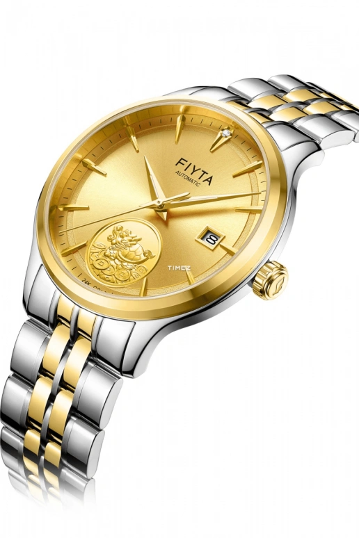 FIYTA,Tempting 40mm,40mm,Stainless Steel,Gold,Automatic,Day,Sapphire,GA520007,GA520007.TGT