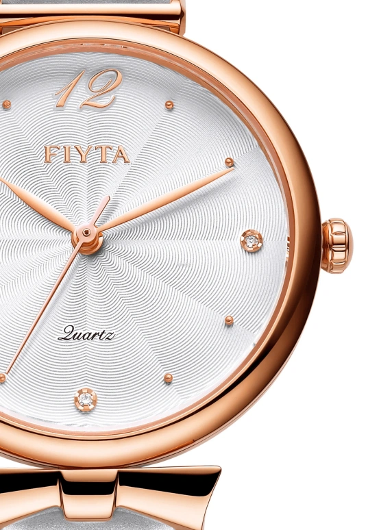 FIYTA,Allure 32mm,32mm,Stainless Steel,Rose Gold,White,Quartz,Sapphire,Round,L851000,L851000.PWW