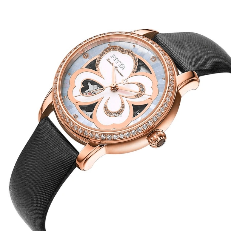 FIYTA,Clover 34.60mm,34.60mm,Stainless Steel,Rose Gold,Blue,Automatic,Sapphire,Round,LA862005,LA862005.PNBD