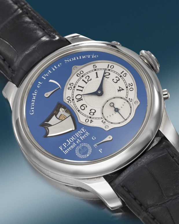 F.P.Journe,其它 42毫米,42毫米,不锈钢,蓝色,手动上弦,三问报时,大自鸣,小自鸣,GRANDE ET PETITE SONNERIE