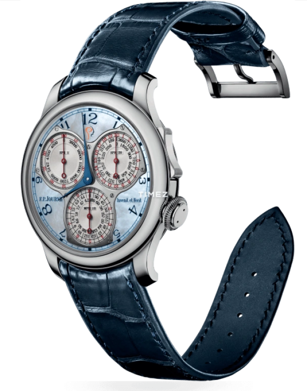 F.P.Journe,ICM GALA 40毫米,40毫米,铂金,蓝色,白色,手动上弦,计时,自制机芯,1506 CT pt Cuir Bleu ICM Nacre Principale