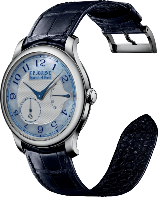 F.P.Journe,BOUTIQUE 40毫米,40毫米,铂金,蓝色,银色,手动上弦,动力储存指示,蓝宝石,水晶玻璃,1304 Coll Pieces Nacre Bleu 1 G