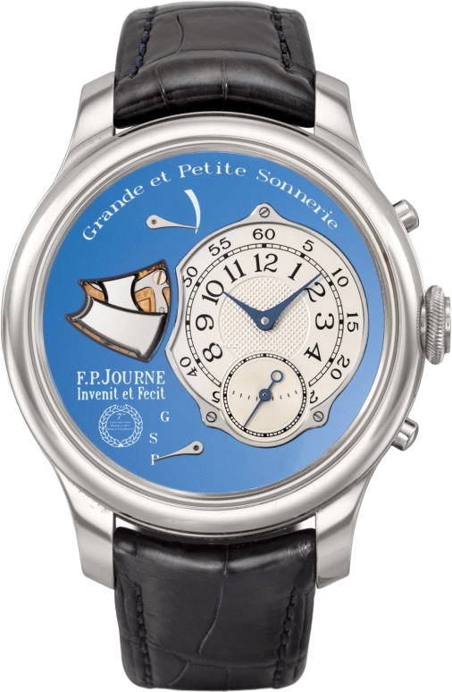 F.P.Journe,其它 42毫米,42毫米,不锈钢,蓝色,手动上弦,三问报时,大自鸣,小自鸣,GRANDE ET PETITE SONNERIE