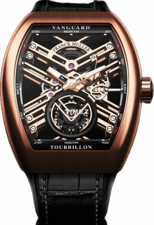 Franck Muller,New Saratoga 44x53.70mm,44x53.70mm,Rose Gold,Black,Handwound,60hours,In-house Caliber,V 45 T SQT