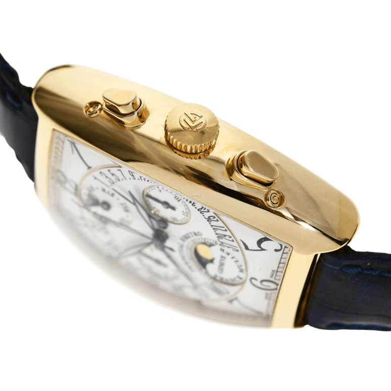 Franck Muller,Vintage 41x36mm,41x36mm,Yellow Gold,White,Automatic,Chronograph,Moonphase,Perpetual Calendar,Month,Sapphire,Crystal Glass,Tonneau,6850 CC QPB