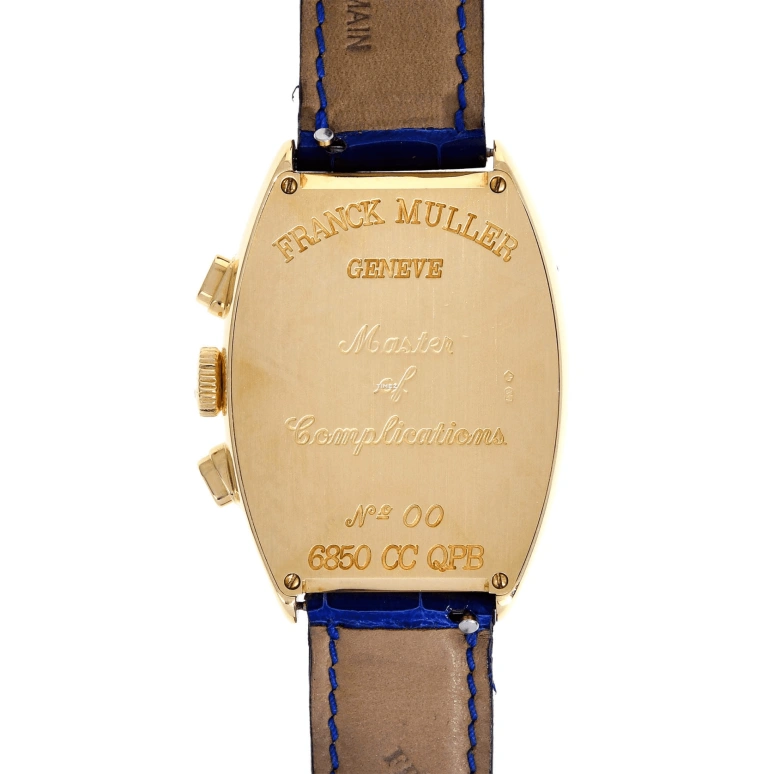 Franck Muller,Vintage 41x36mm,41x36mm,Yellow Gold,White,Automatic,Chronograph,Moonphase,Perpetual Calendar,Month,Sapphire,Crystal Glass,Tonneau,6850 CC QPB