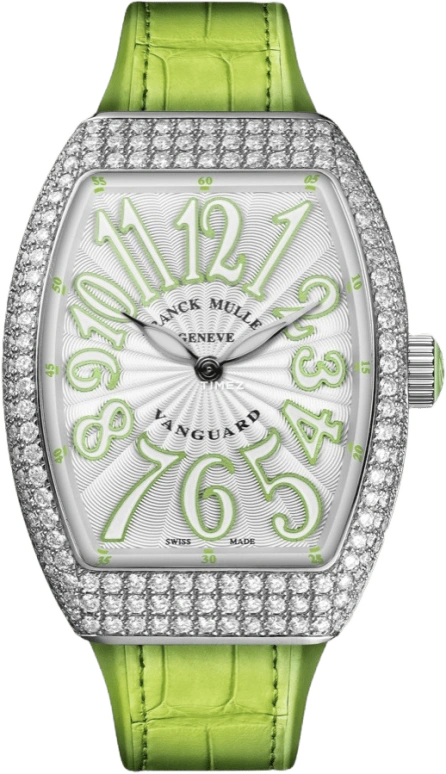 Franck Muller,VANGUARD 32x42.30mm,32x42.30mm,Stainless Steel,Silver,Green,Quartz,In-house Caliber,Sapphire,Crystal Glass,V 32 QZ D VE AC