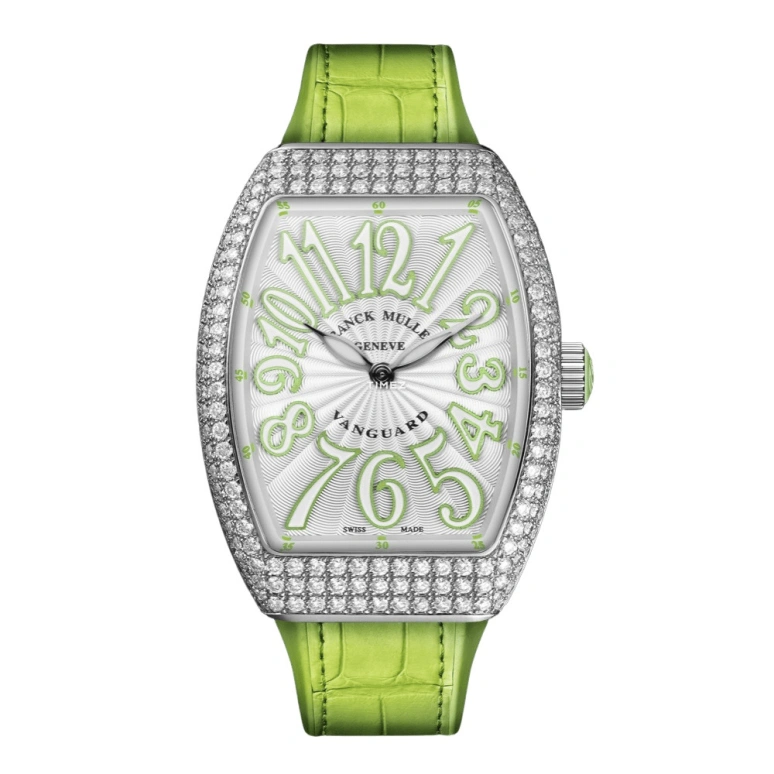 Franck Muller,VANGUARD 32x42.30mm,32x42.30mm,Stainless Steel,Silver,Green,Quartz,In-house Caliber,Sapphire,Crystal Glass,V 32 QZ D VE AC