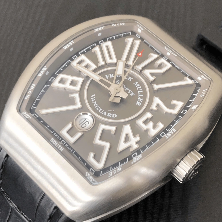 Franck Muller,VANGUARD 43.70x53.70mm,43.70x53.70mm,Stainless Steel,Black,Automatic,Day,42hours,V 45 SC DT