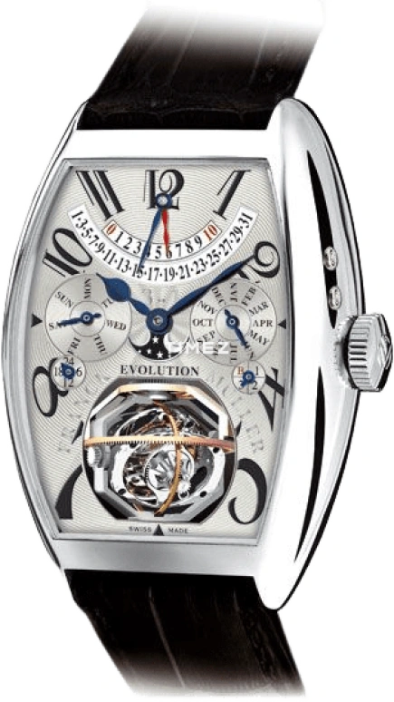 Franck Muller,GRAND COMPLICATIONS 55x40mm,55x40mm,Platinum,Silver White,Handwound,Moonphase,Perpetual Calendar,Leap Year,Month,240hours,In-house Caliber,9885 T EV 3,9885 T EV 3-1