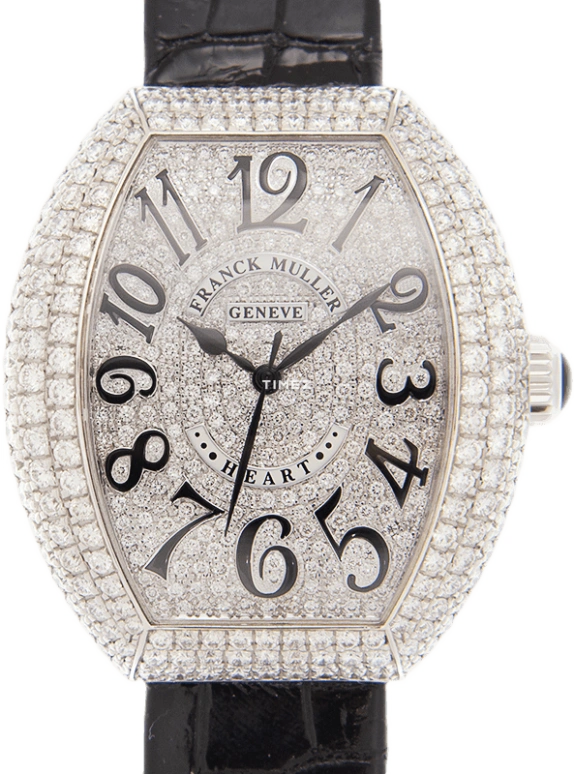 Franck Muller,LADIES' 34.50x39.80mm,34.50x39.80mm,White Gold,Silver,Quartz,Sapphire,Crystal Glass,Tonneau,5000 H SC D3 CD