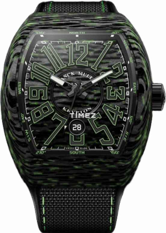 Franck Muller,VANGUARD 44x53.70mm,44x53.70mm,Stainless Steel,Black,Automatic,42hours,In-house Caliber,V 45 SC DT KRYPTON CARBON