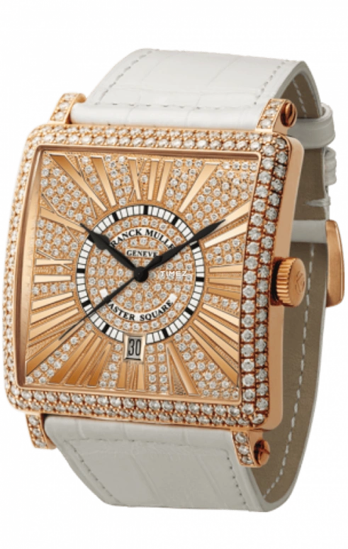 Franck Muller,Other 36.50x36.50mm,36.50x36.50mm,Rose Gold,Brown,Day,Sapphire,Crystal Glass,Diamonds,6000 H SC DT REL R D