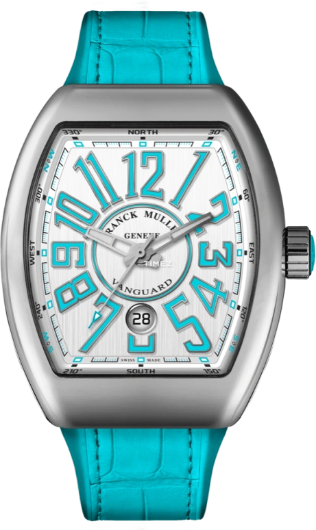Franck Muller,VANGUARD 41x49.95mm,41x49.95mm,Stainless Steel,Silver,Blue,Automatic,Day,42hours,V 41 SC DT TU