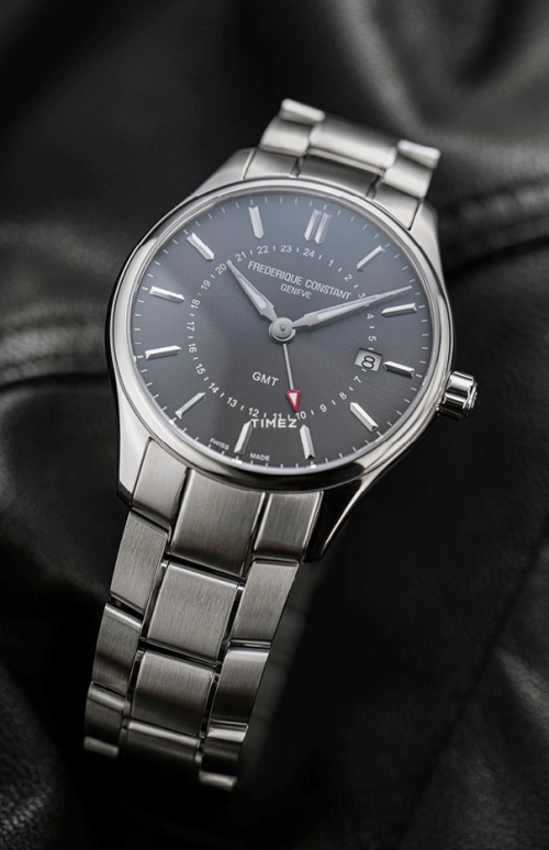 Frederique Constant,Classics 40mm,40mm,Stainless Steel,Grey,Quartz,Day,Dule Time,FC,FC-252DGS5B6B
