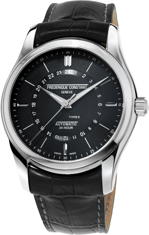 Frederique Constant,Classics 42mm,42mm,Stainless Steel,Black,Quartz,Dule Time,In-house Caliber,FC,FC-332DG6B6