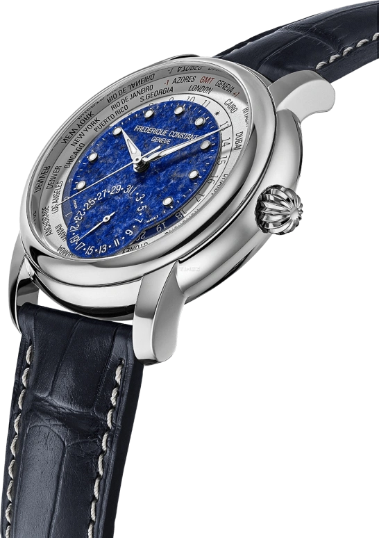 康斯登,经典 42毫米,42毫米,精钢,蓝色,自动上弦,日历,世界时,昼夜显示,FC,FC-718LA4H6