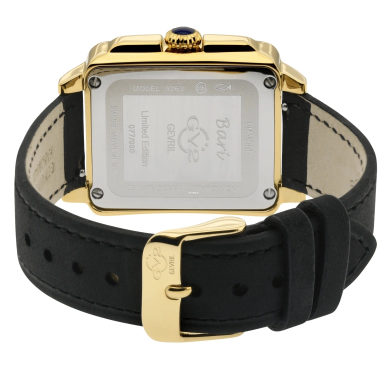 Gevril,Bari 37mm,37mm,Stainless Steel,Black,Quartz,Sapphire,Crystal Glass,Rectangular,9263