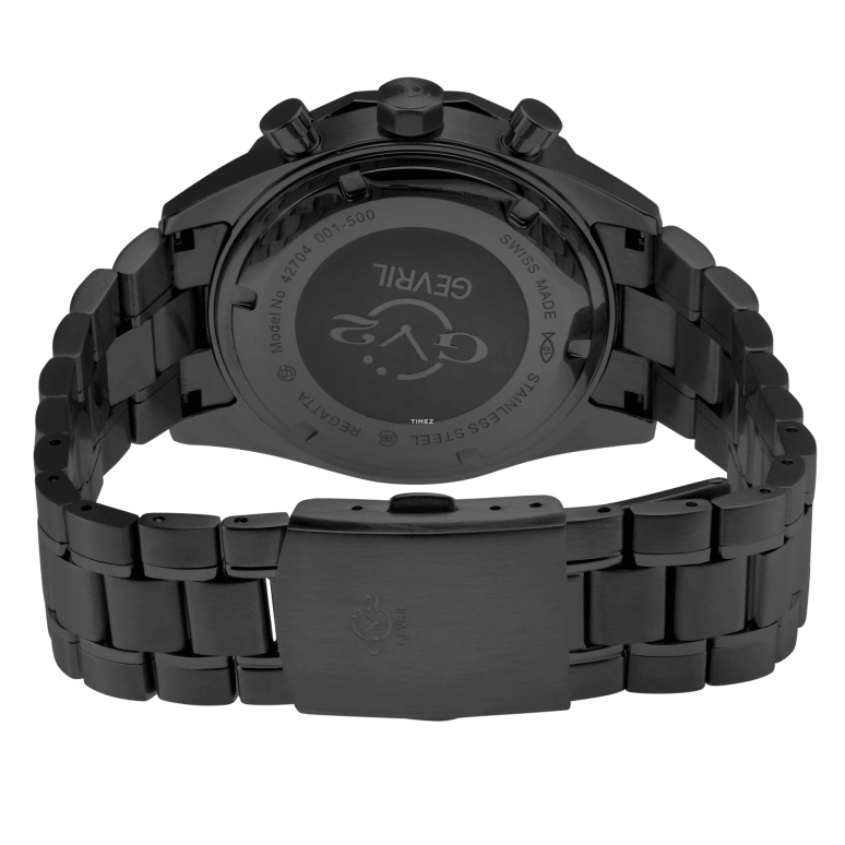 Gevril,Regatta 42mm,42mm,Stainless Steel,Black,Quartz,Day,Tide,42704B