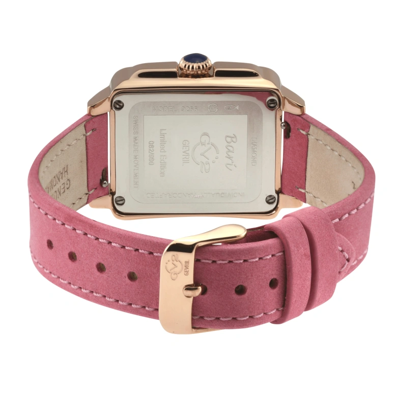 Gevril,Bari 37mm,37mm,Stainless Steel,White,Pink,Quartz,Sapphire,Crystal Glass,Rectangular,9266