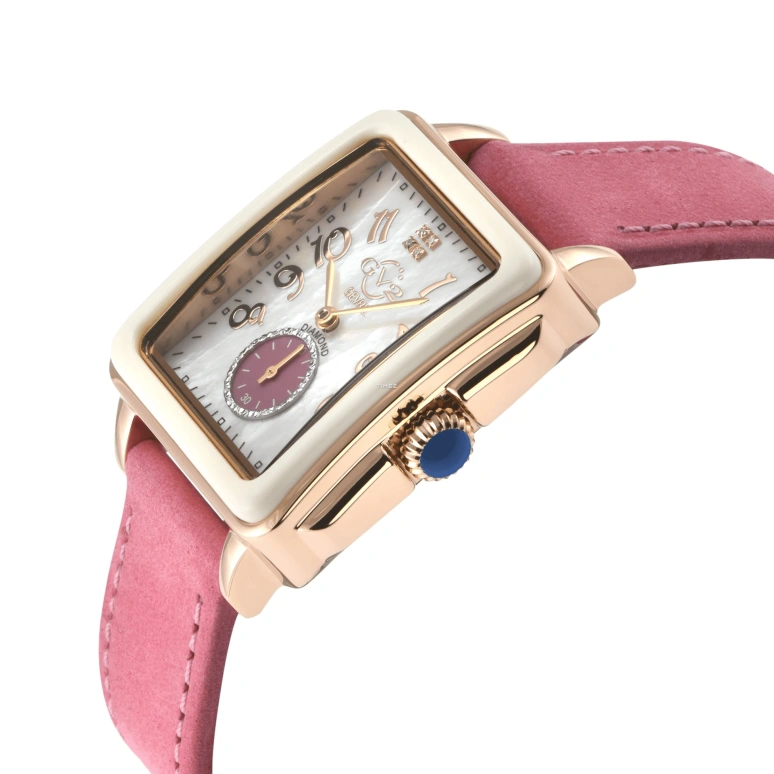 Gevril,Bari 37mm,37mm,Stainless Steel,White,Pink,Quartz,Sapphire,Crystal Glass,Rectangular,9266