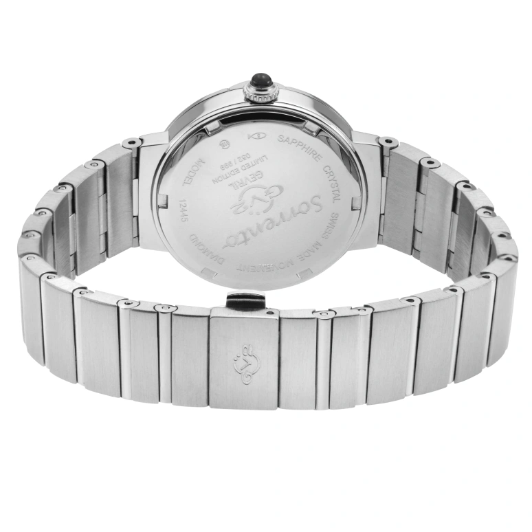 Gevril,Sorrento 33mm,33mm,Stainless Steel,White,Quartz,Sapphire,Round,12445B
