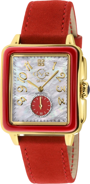 Gevril,Bari 37mm,37mm,Stainless Steel,White,Red,Quartz,Sapphire,Crystal Glass,Rectangular,9261