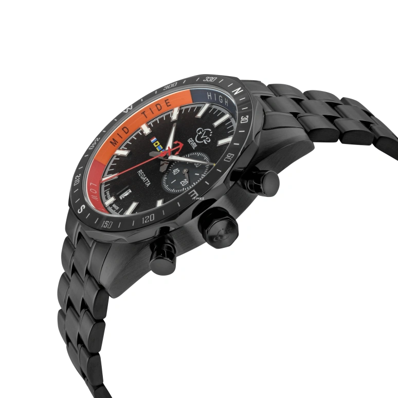 Gevril,Regatta 42mm,42mm,Stainless Steel,Black,Quartz,Day,Tide,42704B