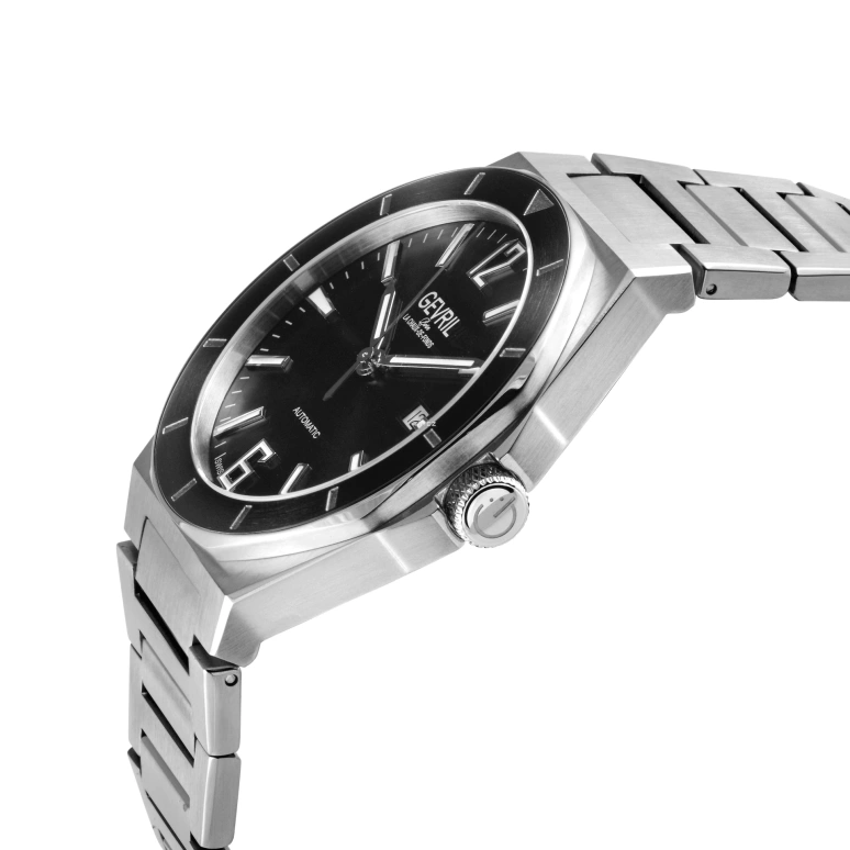 Gevril,High Line 43mm,43mm,Stainless Steel,Black,Automatic,Day,38hours,48400B